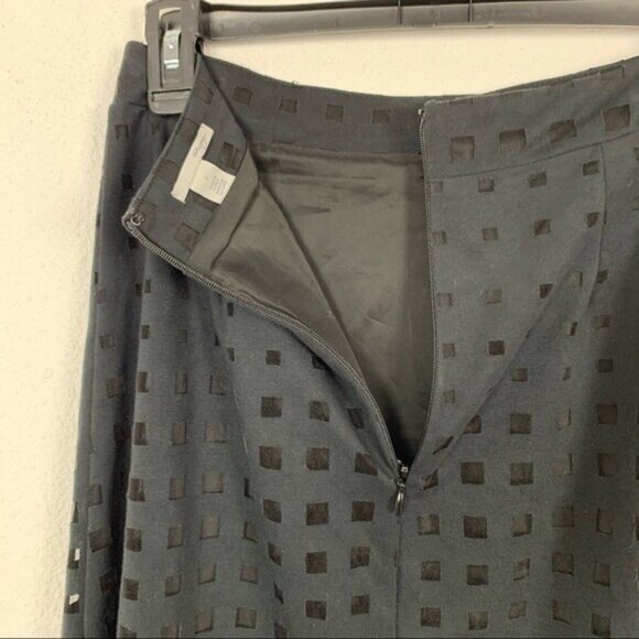 Halogen Black A Line Midi Skirt Textured Pleated Flowy Chic Office Casual 2 - Picture 4 of 6